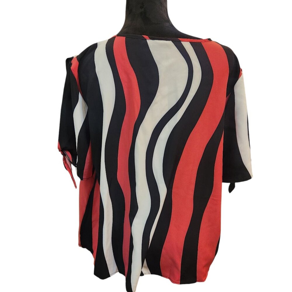 NWT Emery Rose Black, Pink and White Stripe Blouse Size 2XL - Picture 4 of 6